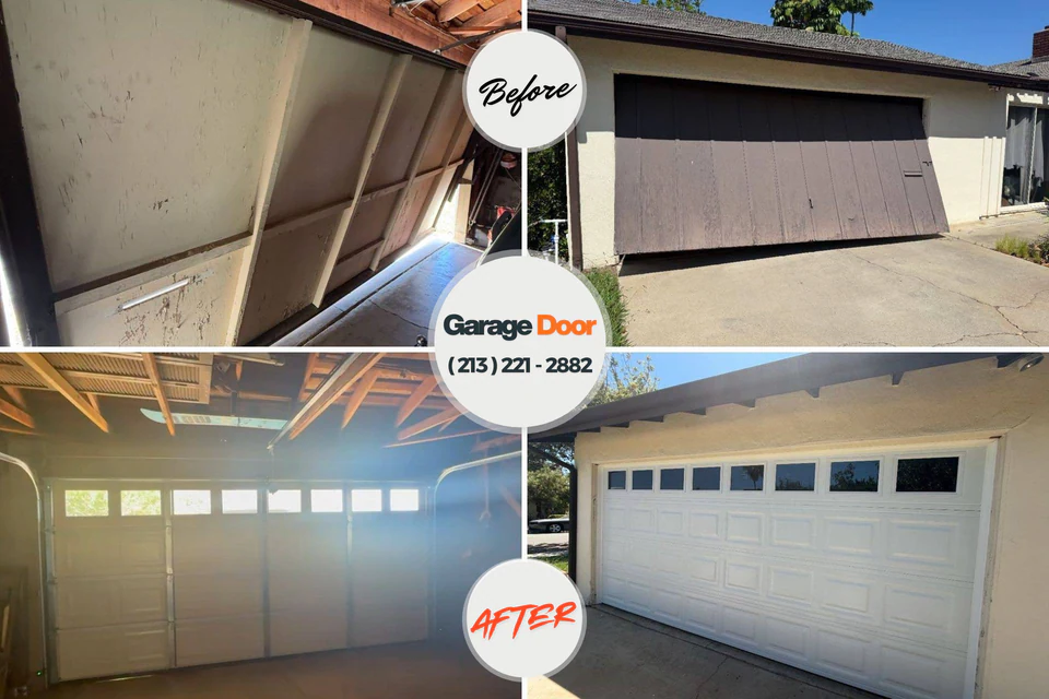 Before and after: garage door repair Miami Shores, FL